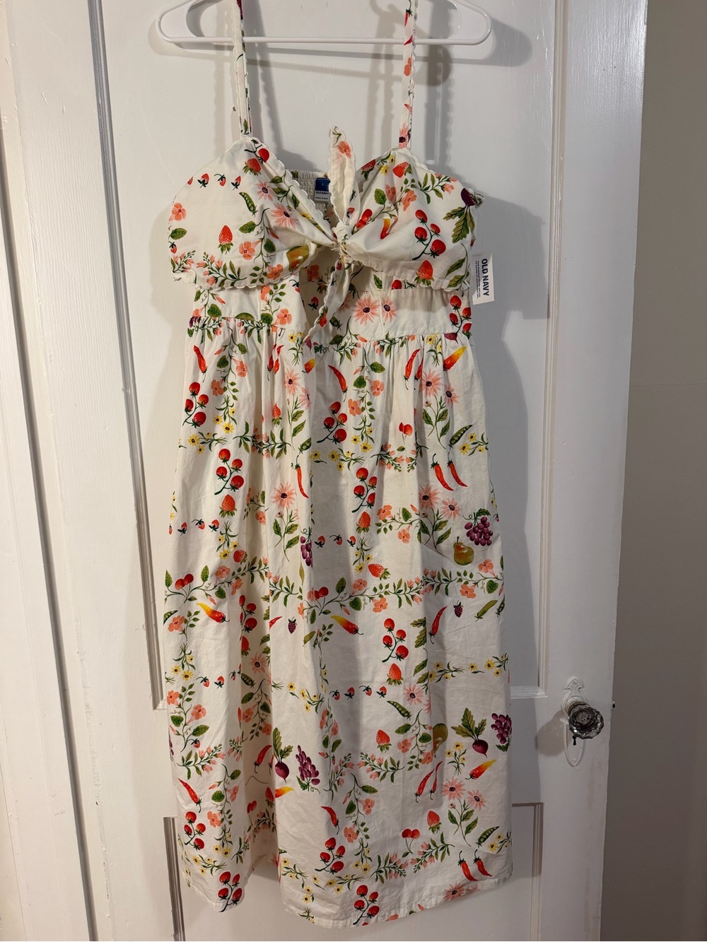 Old Navy Cream Sundress with Red, Pink, Green & Yellow Floral Print
